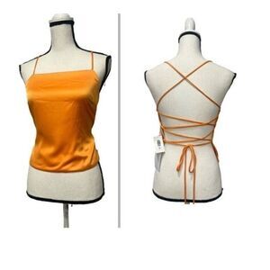 WAYF Just Friends Lace Back Camisole, Cantaloupe,